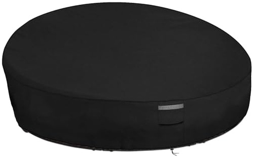 Dokon Garden Day Bed Cover Waterproof, Outdoor Round Rattan Daybed Covers | Heavy Duty Oxford, Waterproof Nano Coating, Windproof Drawstring, Hidden Vent, Anti-UV, Round 190x90/50cm, Black