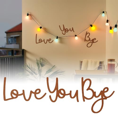 Newest Love You Bye Above Door Sign, Love You Bye Sign for Door Topper, Love You Bye Over Door Frame Decor Corner Sign, for Home Decoration Valentine'S Decoration (brown)