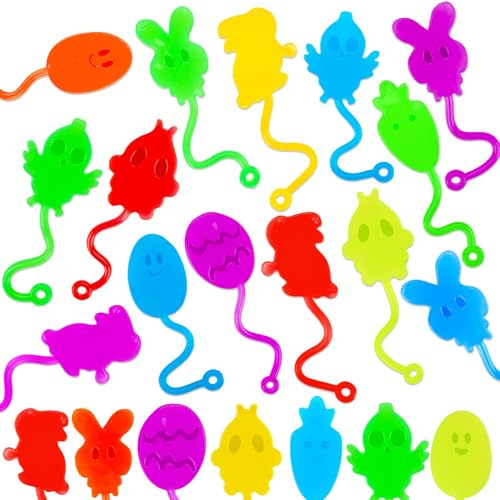 24 pack Sticky Hands for Kids, Plastic Easter Eggs Fillers Basket Stuffers for Toddler Boys Girls Easter Eggs Hunt Games Party Favors Supplies Classroom Prizes Goodie Bag