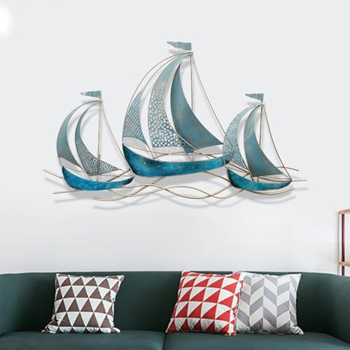 Metall Wanddeko Schiff Segelboot Wandbild Metallbilder Hänger Wohnzimmer Wanddekoration Maritime Deko Modern Eiserne Kunst Deko Wandbehang Für Wohnzimmer, Zuhause