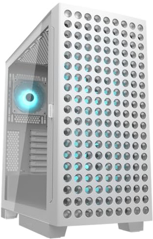 Cougar Gaming | Boîtier PC Gaming ATX - AIRFACE ECO RGB - Blanc - Design Mesh Haute Ventilation - Éclairage RGB Personnalisable - Compatible Cartes Graphiques Longues