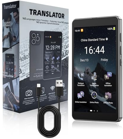 Sprachübersetzer AI T22 Übersetzungsgerät Translator Sofortübersetzer kein WLAN 18 Offline (Offline Deutsch), 142 Sprachen Online, Fotounterstützte Übersetzung 5 Millionen Pixel