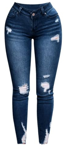 Jeans Damen High Waist - Jeans Damen Sommer Stretch Jeanshose Damen Lang mit Löchern Skinny Stretch Push Up Po Slim fit Denim Hose Große Größen Sexy Damenjeans Zerrissene Jeans Hosen Frauen