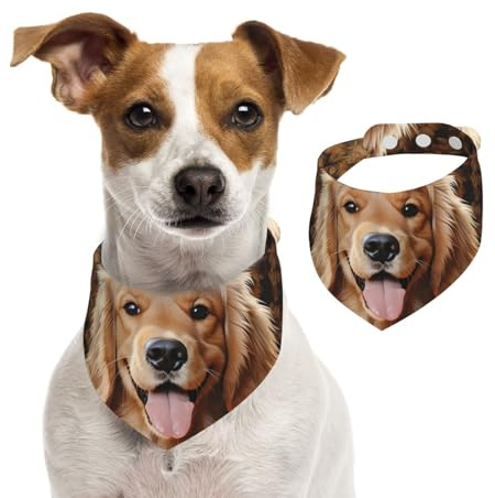 Hundehalstuch, niedliches Golden Retriever, Haustier-Schal, verstellbar, waschbar, doppelseitig, Haustier-Halstuch, Baumwolle, Dreieck-Lätzchen, Hunde-Schals, Katzenschals für Welpen, Kostüm-Zubehör