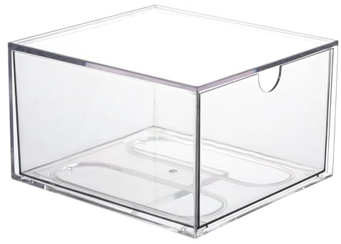 CREATCABIN Porta Toallas Desechables Caja de Almacenamiento de Toallitas Faciales Acrílico Transparente Apilable Organizador de Toallas para Maquillaje Y Piel Limpia Contenedor Cajón 16.5x15.4x9.8cm