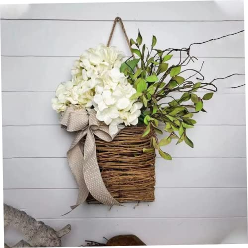 Hydrangea Door Hanger Basket Wreath Wildflowers Door Hanging Basket Spring Summer Front Wreath, hanging
