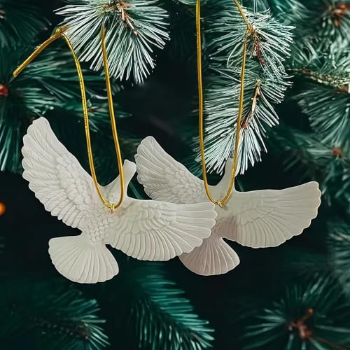 Weldphur 2 Stück Taube Vogel Deko Taube Figur Ornamente Tauben Zum Aufhängen Weihnachtsanhänger Weiß Vogelfigur Hochzeitsdeko Künstliche Tauben Für Thanksgiving, Weihnachten