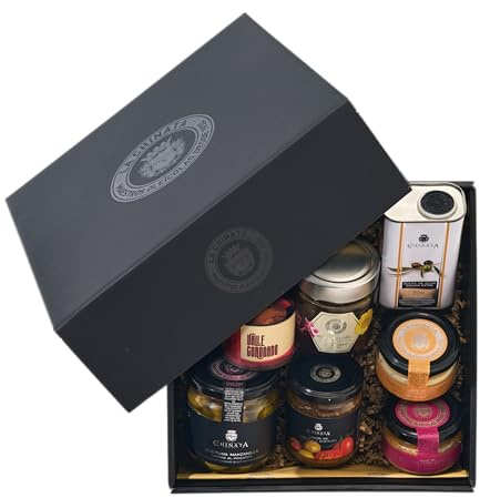 La Chinata Cesta Gourmet M Sabor Extremeño | AOVE 250 ml, Pate Ibérico con Cerezas, Queso Crema Torta, Pimenton Dulce, Miel de Flores, Aceitunas al Pimentón y Crema de Tomate y Aceituna | Caja Regalo