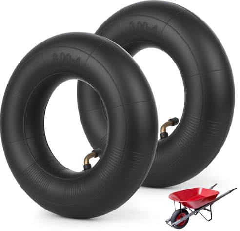 2 Pcs 3.00-4 Wheelbarrow Inner Tube 3.00-4 with Straight Valve, Inflatable Inner Tube Replacement for Wheelbarrow Tyre Trolley Barrow Hand Carts Sack Truck Wheel 230 x 110mm