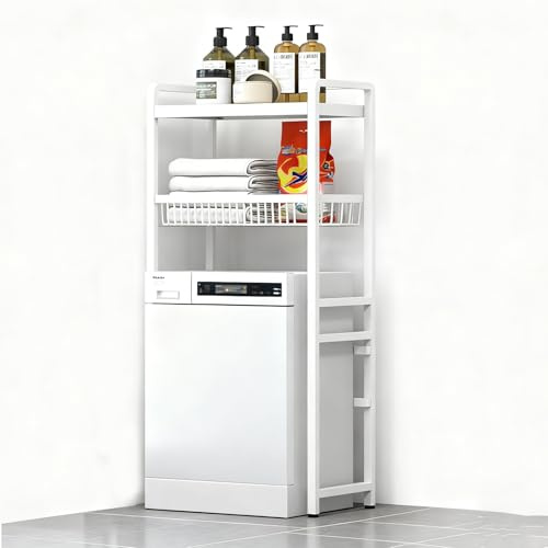Estantería Lavadora Mueble Lavadora Secadora Soporte Estante De Inodoro Sobre Lavadora, 2/3 Niveles Metal Para Ahorrar Espacio white 2-Layers