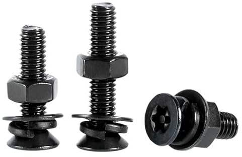 Sechhorn versenkt Schwarze SS304-Torx-Senkkopfschrauben mit Sicherheitsmuttern und Federscheiben, verschiedene Größen(M4 x 12mm)
