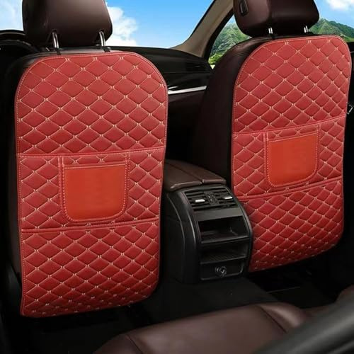 SXXSYXLN 2-Pack Car Seat Back Protectors for Ford Edge 2008-2023, Leatherette Kick Mats Storage Pockets Waterproof & Scratch Resistant Mat Automotive Interior Accessories, Red