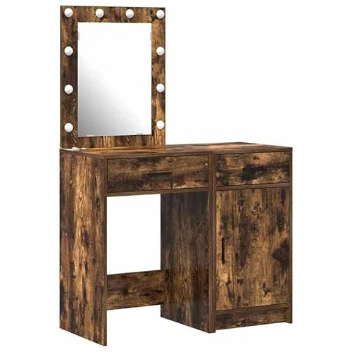 Eleganz Tocador con puerta, 2 piezas, marrón, 50 x 41 x 135 cm, muebles de dormitorio de madera, ahorra espacio y estable, ideal para dormitorios y habitaciones de invitados