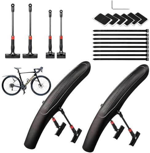 PORFOYO Schutzblech Mountainbike Set, Fahrrad Schutzblech Vorne Und Hinten, Schutzbleche Mountainbike Leicht Und Verstellbar, Quick-Release Spritzschutz Aus PP Und Aluminium, Für MTB 26–29 Zoll