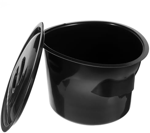 WRITWAA Seau de Toilette Portable en Plastique Noir Couvercle, Urinoir Hygiénique pour Soins Médicaux à Domicile, Usage Unisexe pour Personnes Âgées, Nettoyage Facile