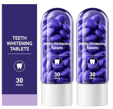 2 st tandblekningstabletter, tänder blekande lila tabletter med färsk mintsmak Xylitol druvextrakt, tuggtabletter för daglig munvård, fräscht andedräkt, resevänlig, 30 surfplattor, A