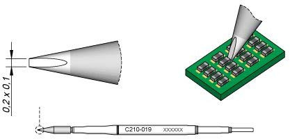 JBC Lötspitze Serie C210, Meißelform, C210019/0,2 x 0,1 mm, gerade, C210019 (Lötkartusche 2210 AD2210 C210 Loetkartusche Loetpatrone Loetspitze Lötpatrone T210-A)