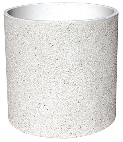 AnaParra Maceta Redonda Acabado Piedra Lavada mámol en hormigón para Exterior Oregano 45X47cm. | 33Kg | 55L. Color Blanco