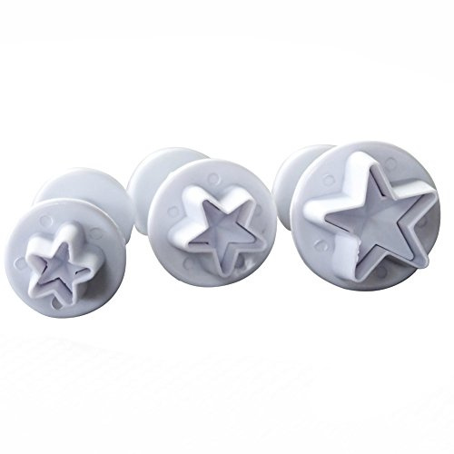 Star Small Fondant Plunger Cutter Set Cake Cookies Decorating Tool Mold-Tiny 3 Pieces（Mini）