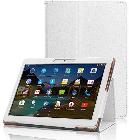 XIDO Folio Custodia Case Cover Cassa per Tablet 10.1 Pollici BEISTA, Yuntab K107 K17, Artizlee ATL-21T ATL-21X ATL-31, Lnmbbs, Cewaal, AnTeck, ibowin® P130 M130, Tiptiper, SANNUO Tablet 10,1'' Bianco