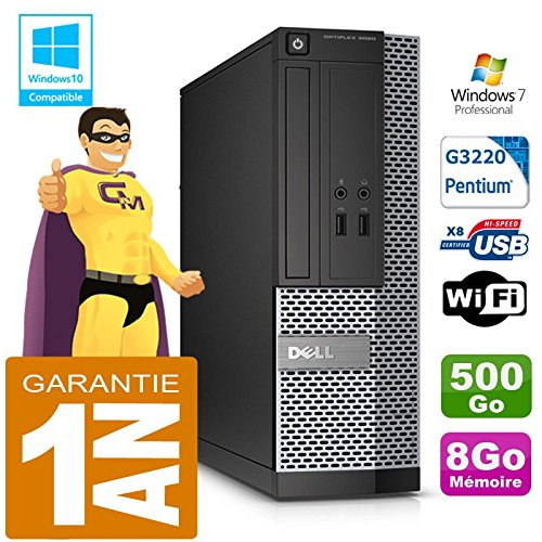 Dell PC 3020 SFF Intel G3220 Ram 8Go Disque 500 Go Graveur DVD WiFi W7 (Reconditionné)