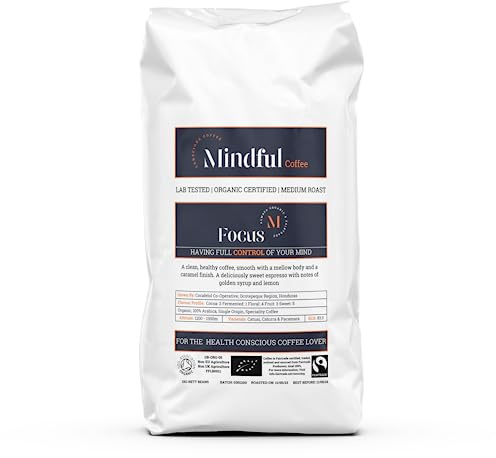 Mindful Coffee - Focus 1kg| Organic Clean Coffee Beans | Lab Tested - Mycotoxin Free| Freshly Roasted |Single Origin Speciality|Whole Beans