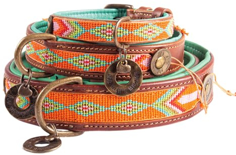 DWAM Dog with a Mission – Hundehalsband - Verstellbar - Weichem Leder – Orange – XS – Leder – Halsumfang zwischen 23–29 x 2 cm – Tiger Lily