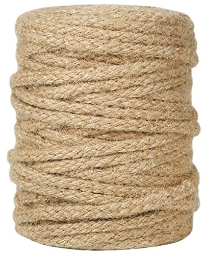 Tenn Well 5mm Jute Twine, 100 Feet Braided Natural Rope, Thick Twine for Crafts, Gift Wrapping, Gardening, Cat Tower Repair, Macrame Jute Cord