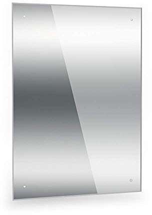 Dripex Spiegel 60x45cm Rahmenloser Badezimmerspiegel rechteckig Wandspiegel mit poliertem Rand und vorgebohrten Löchern Badspiegel für Ankleidezimmer Schlafzimmer und Wohnzimmer
