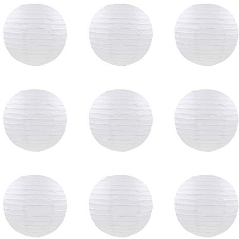 ACVIP Papier Papierlaternen Laternen Hängedeko Rund Lampion Für Hochzeit Weiß (10cm)