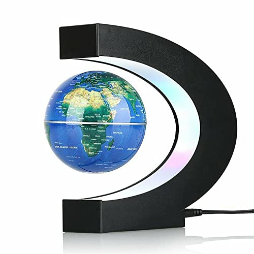 RTOSY Magnetic Levitation Globe with LED Light, Cool Gadgets Floating Lamp Globe Decor, Cool Gifts for Men/Father/Husband/Boyfriend/Boss, Great Technology Graduation Gifts Valentine's Day Gift (Blue)