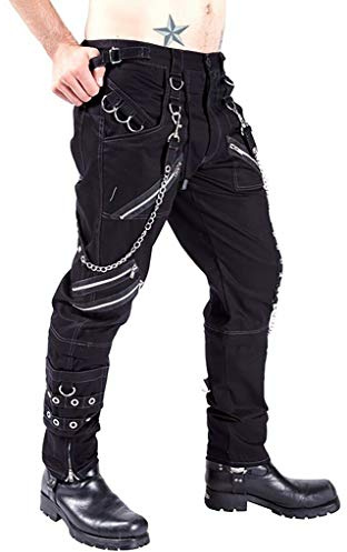 Cicilin Mode för män hiphop rock punk gotisk sport vandring ridning vardag lastbyxor gatudans byxor haremsbyxor, Svart, 36W