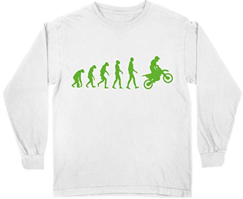 lepni.me T-Shirt for Kids Motocross Evolution Dirt Bike Motorcycle Gear Racing Wear Motorbike Off-Roading (9-11 Years White Green)