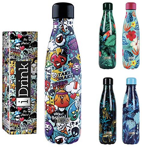 Bouteille thermique en acier à double paroi I-Drink 350/500/750/1000 ml, Décorée (350 ML, Graffiti)