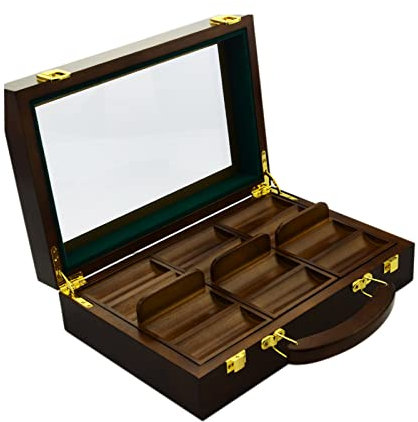 N/A Holz-Poker-Chip-Etui, für Chips mit Einem Durchmesser von 4cm, für Urlaub, Spieleabende und Turnierzubehör (Nur Aufbewahrungsbox, Ohne Chips),Suitable for 300 Chips