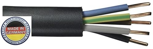 Pollmann NYY J 3 x 1,5, 3 x 2,5, 5 x 1,5, 5 x 2,5 mm², cavo ad alta tensione da 1 a 25 m, (NYY-J, 5 x 1,5 mm², 20 m, colore: nero