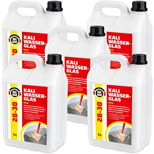 HALBAU Kaliwasserglas 28-30 Rein 25 Liter Kali Wasserglas, Haftgrund, Beton Versiegelung, Holz Imprägnierung, Verkieselung, Mauerabdichtung, Betonschutz, Holzschutz
