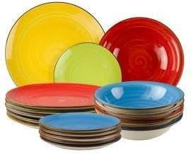 Servizio Piatti per 6 Persone in stoneware 18 pezzi per Lavastoviglie e microonde modello (positano)
