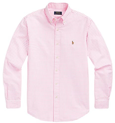 Ralph Lauren - Camicia Sportiva da Uomo, Colore: Blu, (Primavera/Estate 2023) Quadri Rosa/Bianco, L