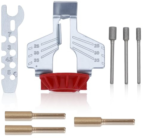 Outils d'affûtage pour tronçonneuse, ADEFOL 8 pièces accessoires pour lime à meule universelle Affûteur de tronçonneuse meule kit avec guide d'angle et des limes à meules