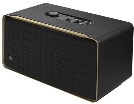JBL Authentics 500 Hi-Fidelity Smart Home Lautsprecher – 70er Jahre Retro-Design Bluetooth Box – Mit Google Assistant, Alexa, AirPlay und JBL One App – Schwarz