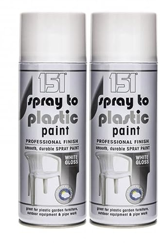 2 x 400ml 151 Spray To Plastic Paint White Gloss
