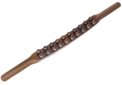 Sharplace Holz Gua Sha Massage Stick, Körper Gua Sha Scraping Stick, Guasha-Massagestab, Zweireihige Massageperlen, 20 Perlen Holz-Guasha-Werkzeug für Nacken Rücken Beine Bauch Schulter, Verkohlung