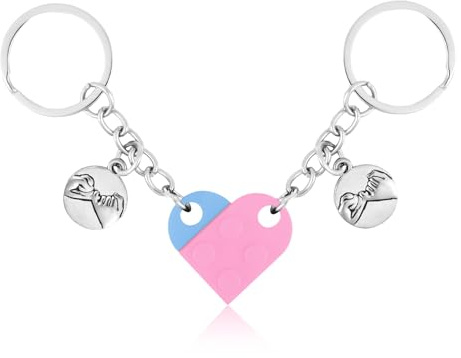 XIHIRCD Assortis Porte-Clés Cour pour Couples, Porte-Clés Couple Personnalisé avec Pendentif Pinky Promise Cadeaux de Couple & Amitié pour Petit Ami Petite Amie Ami Couple (Rose, Bleu Clair)