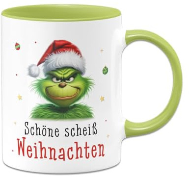 Tassenbrennerei Grinch Tasse - Schöne S Weihnachten - Weihnachtstasse lustig - Kaffeetasse mit Spruch - Anti Weihnachten Deko (Grün)