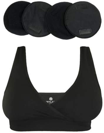 MYLILY Still Set Still-BH und Stilleinlagen (3 Paar) | Wiederverwendbare und waschbare Stilleinlagen | Breatfeeding Bra | Schwangerschafts und Still BH | Komfort ohne Bügel (XL)