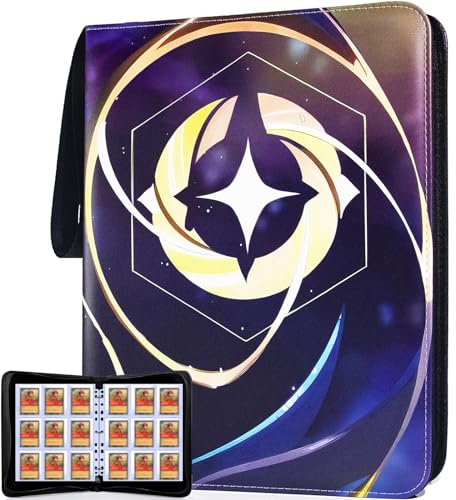 KarlyPro Premium Binder kompatibel mit Lorcana Karten 990 Taschen Sammelkartenhalter für Sportkarten und andere TCG Sammelkarten mit 55 Hüllen, Star-990-2401