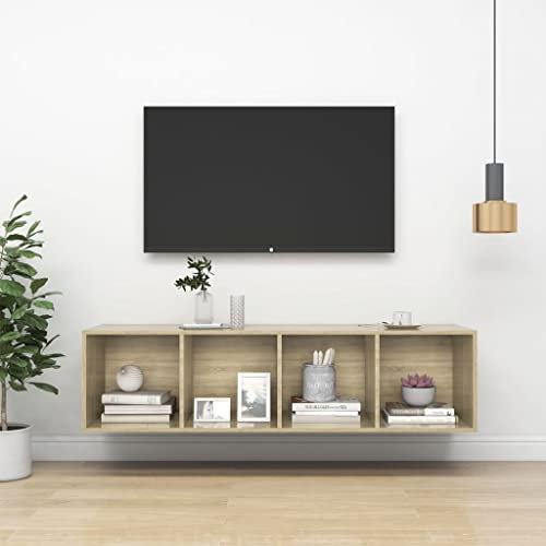 THOYTOUI TV-Wandschrank, Medizinschrank Unterhaltung Schränke Hängeschrank Medienwand Geeignet für Hotel Schlafzimmer Büro Küche Sonoma-Eiche 37 x 37 x 142.5 cm Holzwerkstoff
