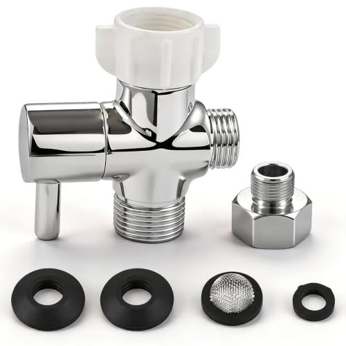 YRDL Bidet T Adapter with Shut off Valve,Solid Brass T Valve for Bidet Toilet 7/8” X 7/8” X 1/2”or 3/8”,Tee Connector Bidet Attachment for Toilet
