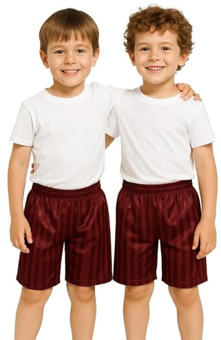 A2Z 4 Kids Flickor Pojkar Skugga Rand PE Shorts Sport Paket om 2 Fotboll - Shadow Shorts 2 Pack Wine 5-6